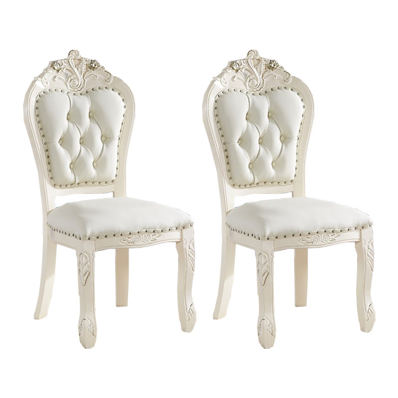 Victorian Style Dining Side Chair Dining Armless Side Chairs for Home Use (Set of 2) Cream Clearhalo ' kitchen&dining_furn' 'Dining Chairs' 'Dining Tables & Seating' 'dining_chair' 'furn' 'furn_dining_chair' 'Furniture' 'furniture_dining_chair' 'Kitchen & Dining Furniture' 'kitchen' 4099537