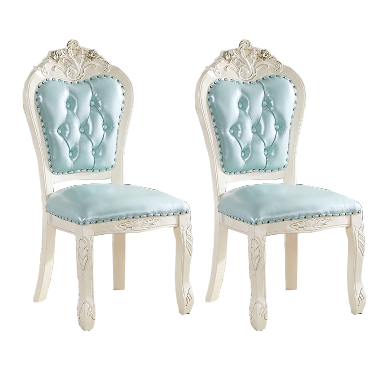 Victorian Style Dining Side Chair Dining Armless Side Chairs for Home Use (Set of 2) Sky Blue-White Clearhalo ' kitchen&dining_furn' 'Dining Chairs' 'Dining Tables & Seating' 'dining_chair' 'furn' 'furn_dining_chair' 'Furniture' 'furniture_dining_chair' 'Kitchen & Dining Furniture' 'kitchen' 4099539