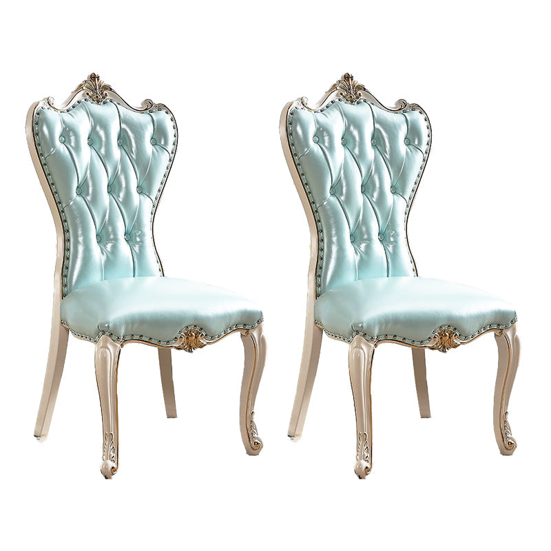 Victorian Style Dining Side Chair Dining Armless Side Chairs for Home Use (Set of 2) Light Blue Clearhalo ' kitchen&dining_furn' 'Dining Chairs' 'Dining Tables & Seating' 'dining_chair' 'furn' 'furn_dining_chair' 'Furniture' 'furniture_dining_chair' 'Kitchen & Dining Furniture' 'kitchen' 4099540