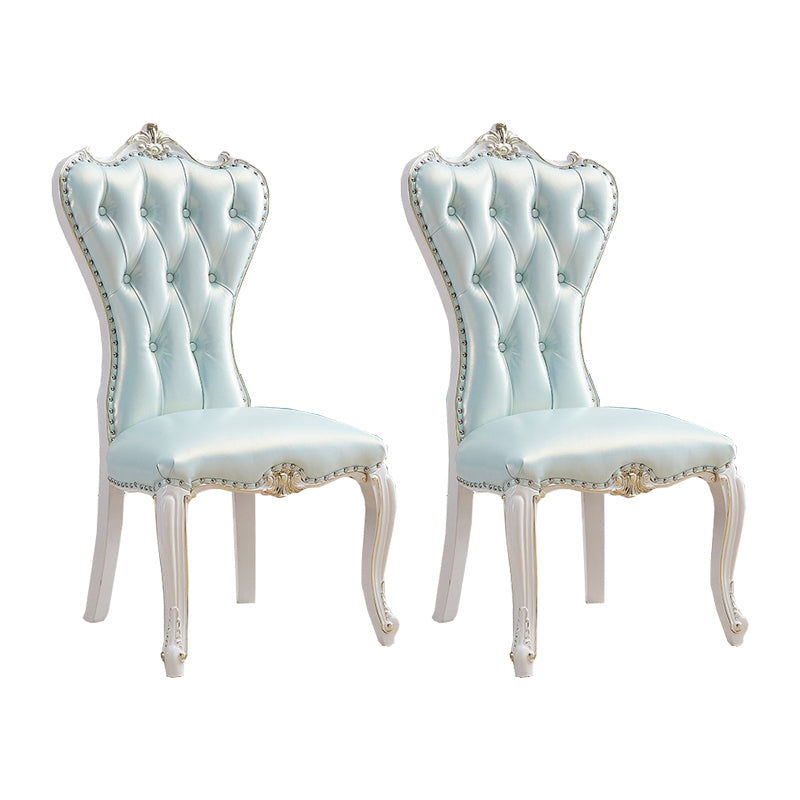 Victorian Style Dining Side Chair Dining Armless Side Chairs for Home Use (Set of 2) Lake Blue Clearhalo ' kitchen&dining_furn' 'Dining Chairs' 'Dining Tables & Seating' 'dining_chair' 'furn' 'furn_dining_chair' 'Furniture' 'furniture_dining_chair' 'Kitchen & Dining Furniture' 'kitchen' 4099546