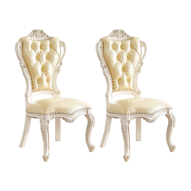 Victorian Style Dining Side Chair Dining Armless Side Chairs for Home Use (Set of 2) Beige Clearhalo ' kitchen&dining_furn' 'Dining Chairs' 'Dining Tables & Seating' 'dining_chair' 'furn' 'furn_dining_chair' 'Furniture' 'furniture_dining_chair' 'Kitchen & Dining Furniture' 'kitchen' 4099548
