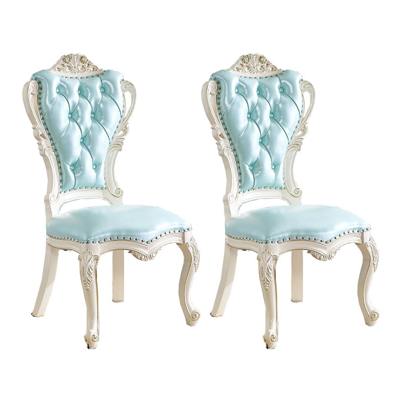 Victorian Style Dining Side Chair Dining Armless Side Chairs for Home Use (Set of 2) Sky Blue Clearhalo ' kitchen&dining_furn' 'Dining Chairs' 'Dining Tables & Seating' 'dining_chair' 'furn' 'furn_dining_chair' 'Furniture' 'furniture_dining_chair' 'Kitchen & Dining Furniture' 'kitchen' 4099552