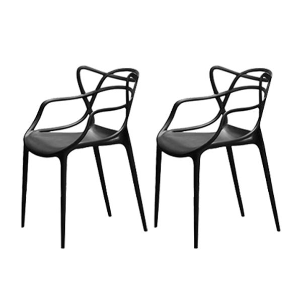 Contemporary Style Kitchen Dining Chair Plastic Dining Arm Side Chairs Black 2 Piece Set Clearhalo ' kitchen&dining_furn' 'Dining Chairs' 'Dining Tables & Seating' 'dining_chair' 'furn' 'furn_dining_chair' 'Furniture' 'furniture_dining_chair' 'Kitchen & Dining Furniture' 'kitchen' 4099558