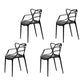 Contemporary Style Kitchen Dining Chair Plastic Dining Arm Side Chairs Black 4 Piece Set Clearhalo ' kitchen&dining_furn' 'Dining Chairs' 'Dining Tables & Seating' 'dining_chair' 'furn' 'furn_dining_chair' 'Furniture' 'furniture_dining_chair' 'Kitchen & Dining Furniture' 'kitchen' 4099559