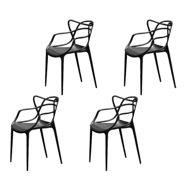 Contemporary Style Kitchen Dining Chair Plastic Dining Arm Side Chairs Black 4 Piece Set Clearhalo ' kitchen&dining_furn' 'Dining Chairs' 'Dining Tables & Seating' 'dining_chair' 'furn' 'furn_dining_chair' 'Furniture' 'furniture_dining_chair' 'Kitchen & Dining Furniture' 'kitchen' 4099559