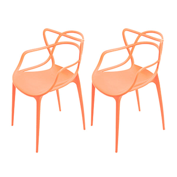 Contemporary Style Kitchen Dining Chair Plastic Dining Arm Side Chairs Orange 2 Piece Set Clearhalo ' kitchen&dining_furn' 'Dining Chairs' 'Dining Tables & Seating' 'dining_chair' 'furn' 'furn_dining_chair' 'Furniture' 'furniture_dining_chair' 'Kitchen & Dining Furniture' 'kitchen' 4099563