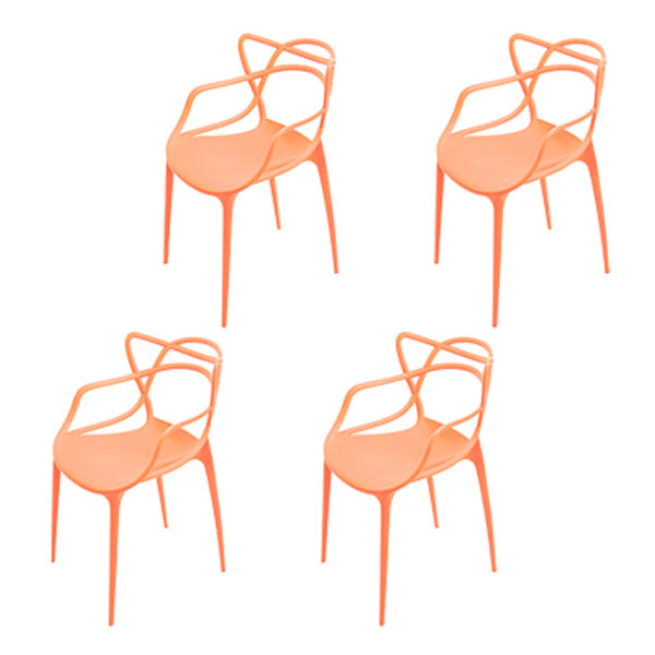 Contemporary Style Kitchen Dining Chair Plastic Dining Arm Side Chairs Orange 4 Piece Set Clearhalo ' kitchen&dining_furn' 'Dining Chairs' 'Dining Tables & Seating' 'dining_chair' 'furn' 'furn_dining_chair' 'Furniture' 'furniture_dining_chair' 'Kitchen & Dining Furniture' 'kitchen' 4099565
