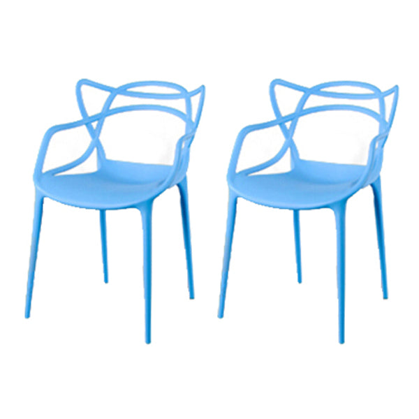 Contemporary Style Kitchen Dining Chair Plastic Dining Arm Side Chairs Blue 2 Piece Set Clearhalo ' kitchen&dining_furn' 'Dining Chairs' 'Dining Tables & Seating' 'dining_chair' 'furn' 'furn_dining_chair' 'Furniture' 'furniture_dining_chair' 'Kitchen & Dining Furniture' 'kitchen' 4099568