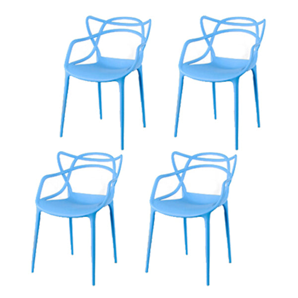Contemporary Style Kitchen Dining Chair Plastic Dining Arm Side Chairs Blue 4 Piece Set Clearhalo ' kitchen&dining_furn' 'Dining Chairs' 'Dining Tables & Seating' 'dining_chair' 'furn' 'furn_dining_chair' 'Furniture' 'furniture_dining_chair' 'Kitchen & Dining Furniture' 'kitchen' 4099569