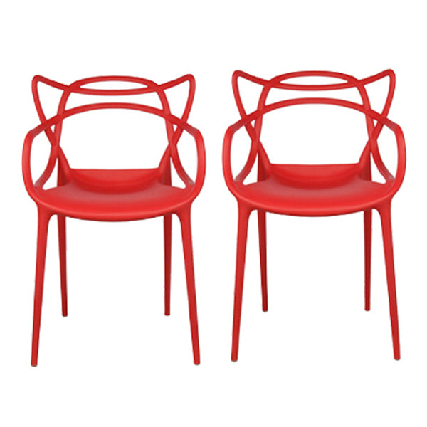 Contemporary Style Kitchen Dining Chair Plastic Dining Arm Side Chairs Red 2 Piece Set Clearhalo ' kitchen&dining_furn' 'Dining Chairs' 'Dining Tables & Seating' 'dining_chair' 'furn' 'furn_dining_chair' 'Furniture' 'furniture_dining_chair' 'Kitchen & Dining Furniture' 'kitchen' 4099571