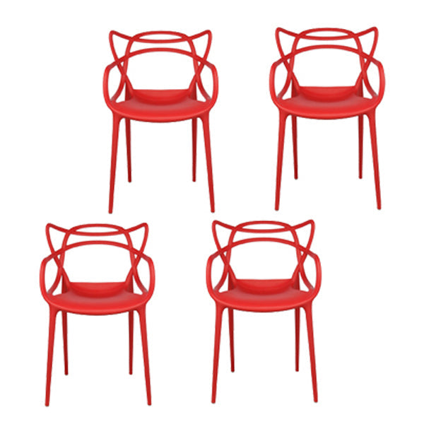 Contemporary Style Kitchen Dining Chair Plastic Dining Arm Side Chairs Red 4 Piece Set Clearhalo ' kitchen&dining_furn' 'Dining Chairs' 'Dining Tables & Seating' 'dining_chair' 'furn' 'furn_dining_chair' 'Furniture' 'furniture_dining_chair' 'Kitchen & Dining Furniture' 'kitchen' 4099572