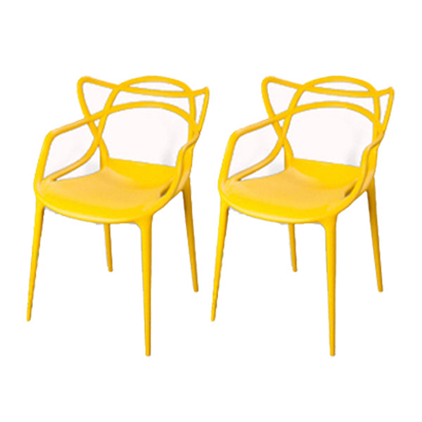 Contemporary Style Kitchen Dining Chair Plastic Dining Arm Side Chairs Yellow 2 Piece Set Clearhalo ' kitchen&dining_furn' 'Dining Chairs' 'Dining Tables & Seating' 'dining_chair' 'furn' 'furn_dining_chair' 'Furniture' 'furniture_dining_chair' 'Kitchen & Dining Furniture' 'kitchen' 4099574