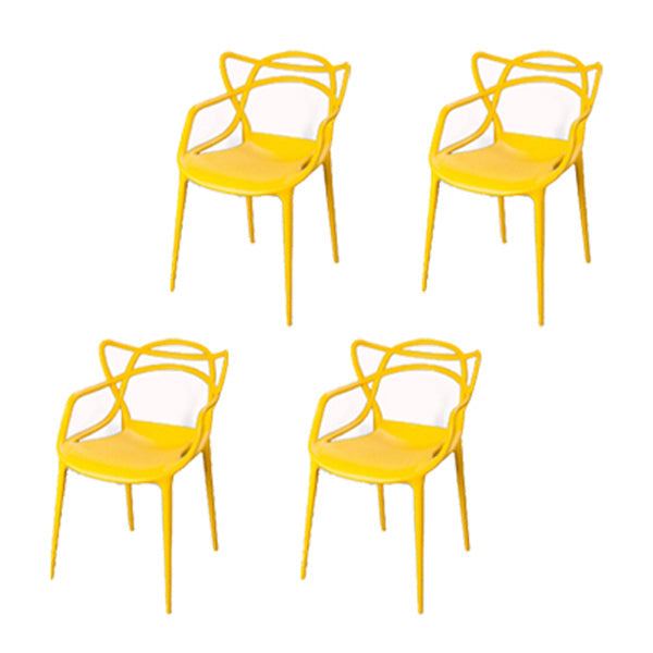 Contemporary Style Kitchen Dining Chair Plastic Dining Arm Side Chairs Yellow 4 Piece Set Clearhalo ' kitchen&dining_furn' 'Dining Chairs' 'Dining Tables & Seating' 'dining_chair' 'furn' 'furn_dining_chair' 'Furniture' 'furniture_dining_chair' 'Kitchen & Dining Furniture' 'kitchen' 4099575
