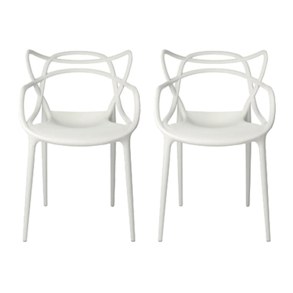 Contemporary Style Kitchen Dining Chair Plastic Dining Arm Side Chairs White 2 Piece Set Clearhalo ' kitchen&dining_furn' 'Dining Chairs' 'Dining Tables & Seating' 'dining_chair' 'furn' 'furn_dining_chair' 'Furniture' 'furniture_dining_chair' 'Kitchen & Dining Furniture' 'kitchen' 4099577