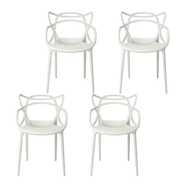 Contemporary Style Kitchen Dining Chair Plastic Dining Arm Side Chairs White 4 Piece Set Clearhalo ' kitchen&dining_furn' 'Dining Chairs' 'Dining Tables & Seating' 'dining_chair' 'furn' 'furn_dining_chair' 'Furniture' 'furniture_dining_chair' 'Kitchen & Dining Furniture' 'kitchen' 4099578