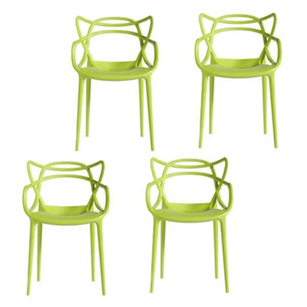 Contemporary Style Kitchen Dining Chair Plastic Dining Arm Side Chairs Green 4 Piece Set Clearhalo ' kitchen&dining_furn' 'Dining Chairs' 'Dining Tables & Seating' 'dining_chair' 'furn' 'furn_dining_chair' 'Furniture' 'furniture_dining_chair' 'Kitchen & Dining Furniture' 'kitchen' 4099581