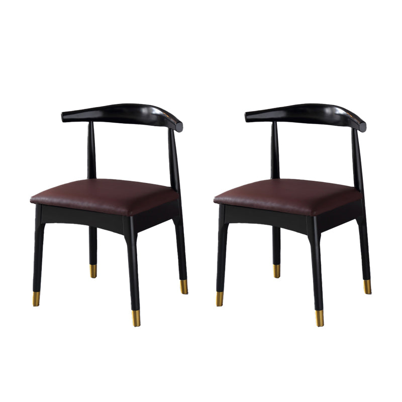 Scandinavian Indoor Side Chair Wood Upholstered Open Back Dining Room Chair Burgundy 2 Piece Set Black Clearhalo ' kitchen&dining_furn' 'Dining Chairs' 'Dining Tables & Seating' 'dining_chair' 'furn' 'furn_dining_chair' 'Furniture' 'furniture_dining_chair' 'Kitchen & Dining Furniture' 'kitchen' 4099607