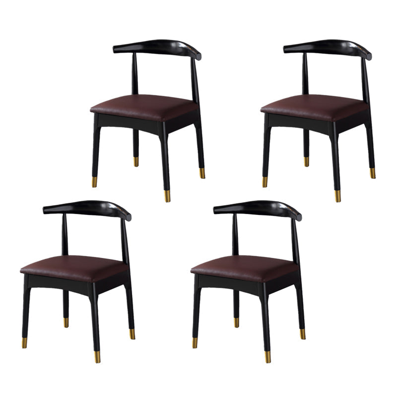 Scandinavian Indoor Side Chair Wood Upholstered Open Back Dining Room Chair Burgundy 4 Piece Set Black Clearhalo ' kitchen&dining_furn' 'Dining Chairs' 'Dining Tables & Seating' 'dining_chair' 'furn' 'furn_dining_chair' 'Furniture' 'furniture_dining_chair' 'Kitchen & Dining Furniture' 'kitchen' 4099608