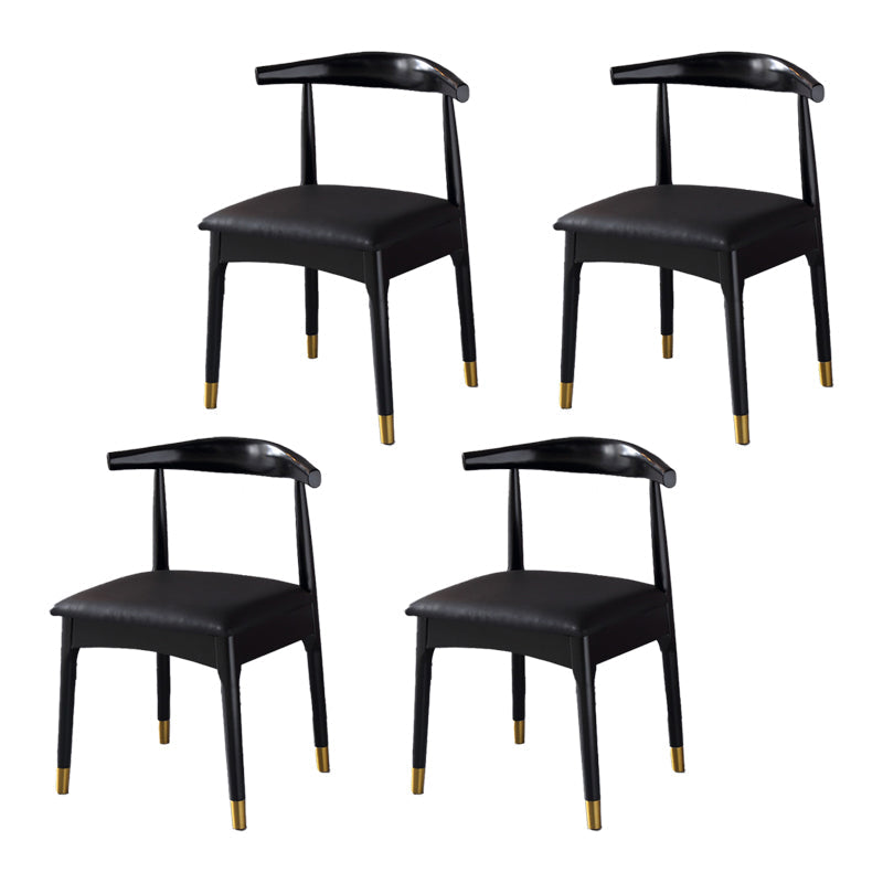 Scandinavian Indoor Side Chair Wood Upholstered Open Back Dining Room Chair Black 4 Piece Set Black Clearhalo ' kitchen&dining_furn' 'Dining Chairs' 'Dining Tables & Seating' 'dining_chair' 'furn' 'furn_dining_chair' 'Furniture' 'furniture_dining_chair' 'Kitchen & Dining Furniture' 'kitchen' 4099611