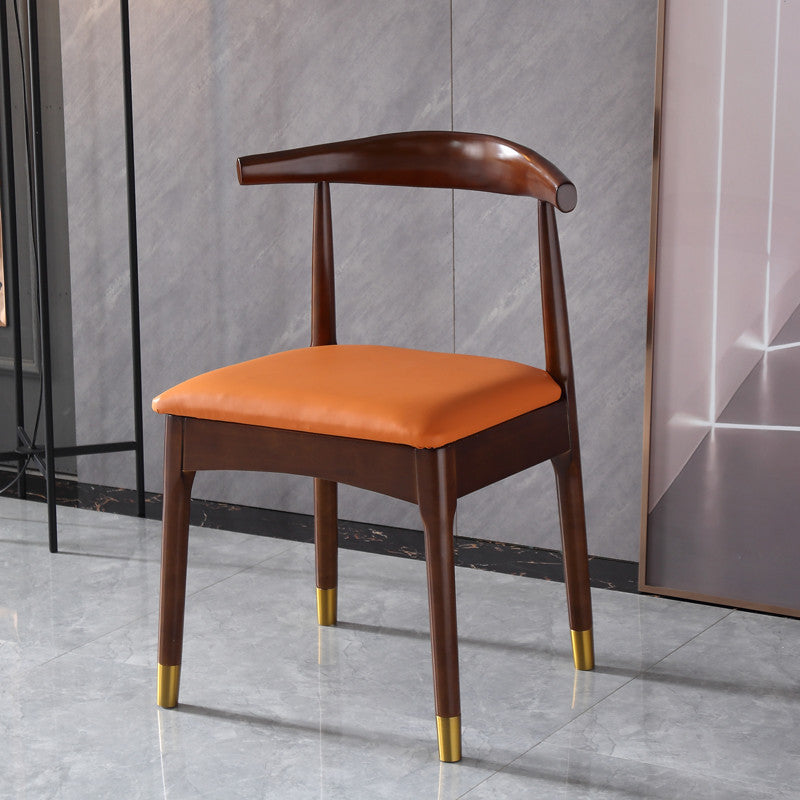 Scandinavian Indoor Side Chair Wood Upholstered Open Back Dining Room Chair Orange 1 Piece Walnut Clearhalo ' kitchen&dining_furn' 'Dining Chairs' 'Dining Tables & Seating' 'dining_chair' 'furn' 'furn_dining_chair' 'Furniture' 'furniture_dining_chair' 'Kitchen & Dining Furniture' 'kitchen' 4099615