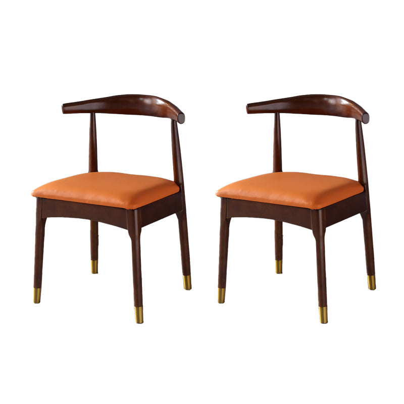 Scandinavian Indoor Side Chair Wood Upholstered Open Back Dining Room Chair Orange 2 Piece Set Walnut Clearhalo ' kitchen&dining_furn' 'Dining Chairs' 'Dining Tables & Seating' 'dining_chair' 'furn' 'furn_dining_chair' 'Furniture' 'furniture_dining_chair' 'Kitchen & Dining Furniture' 'kitchen' 4099616
