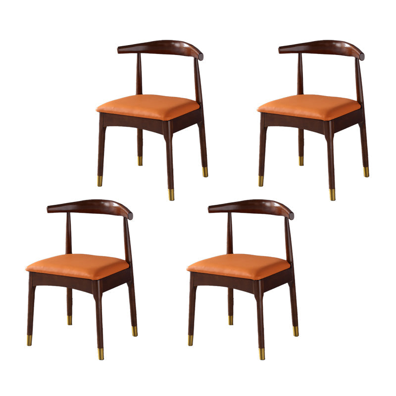 Scandinavian Indoor Side Chair Wood Upholstered Open Back Dining Room Chair Orange 4 Piece Set Walnut Clearhalo ' kitchen&dining_furn' 'Dining Chairs' 'Dining Tables & Seating' 'dining_chair' 'furn' 'furn_dining_chair' 'Furniture' 'furniture_dining_chair' 'Kitchen & Dining Furniture' 'kitchen' 4099617