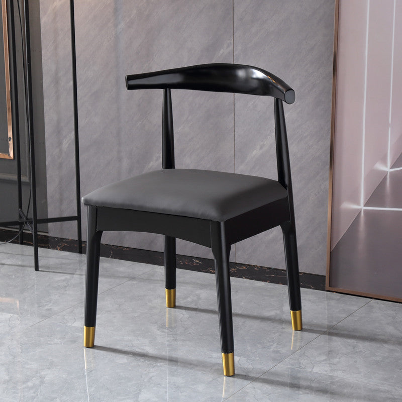 Scandinavian Indoor Side Chair Wood Upholstered Open Back Dining Room Chair Dark Gray 1 Piece Black Clearhalo ' kitchen&dining_furn' 'Dining Chairs' 'Dining Tables & Seating' 'dining_chair' 'furn' 'furn_dining_chair' 'Furniture' 'furniture_dining_chair' 'Kitchen & Dining Furniture' 'kitchen' 4099618