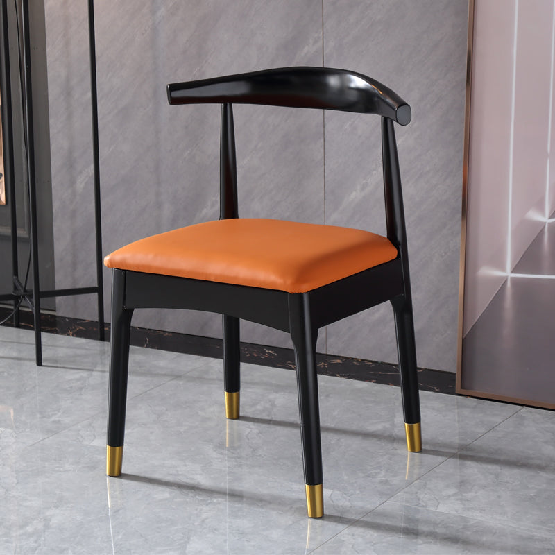 Scandinavian Indoor Side Chair Wood Upholstered Open Back Dining Room Chair Orange 1 Piece Black Clearhalo ' kitchen&dining_furn' 'Dining Chairs' 'Dining Tables & Seating' 'dining_chair' 'furn' 'furn_dining_chair' 'Furniture' 'furniture_dining_chair' 'Kitchen & Dining Furniture' 'kitchen' 4099621