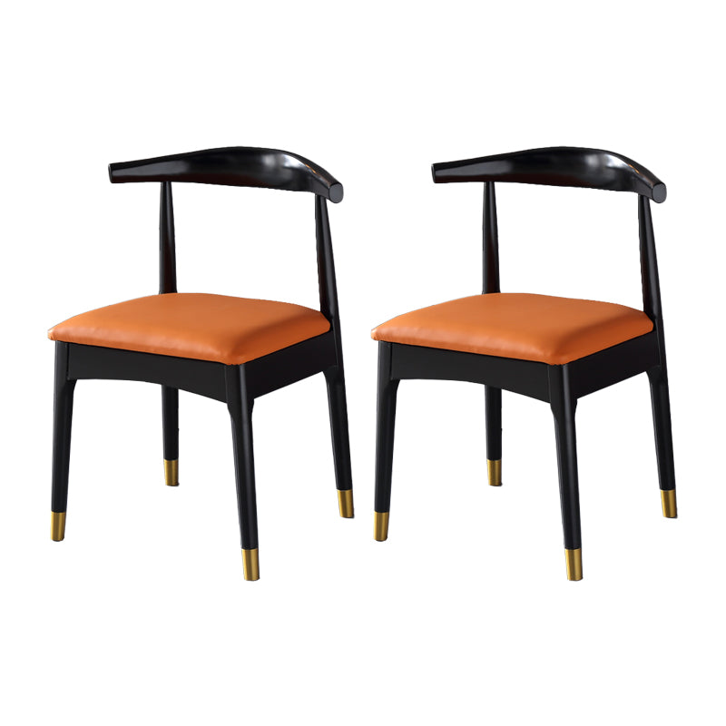 Scandinavian Indoor Side Chair Wood Upholstered Open Back Dining Room Chair Orange 2 Piece Set Black Clearhalo ' kitchen&dining_furn' 'Dining Chairs' 'Dining Tables & Seating' 'dining_chair' 'furn' 'furn_dining_chair' 'Furniture' 'furniture_dining_chair' 'Kitchen & Dining Furniture' 'kitchen' 4099622