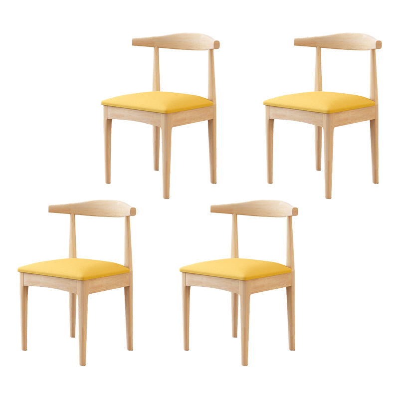 Indoor Scandinavian Side Chair Upholstered Wood Open Back Dining Room Chair Yellow 4 Piece Set Clearhalo ' kitchen&dining_furn' 'Dining Chairs' 'Dining Tables & Seating' 'dining_chair' 'furn' 'furn_dining_chair' 'Furniture' 'furniture_dining_chair' 'Kitchen & Dining Furniture' 'kitchen' 4099642
