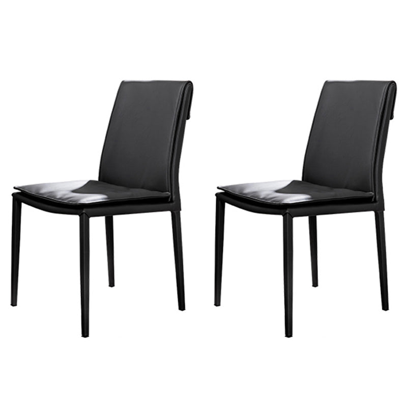 Modern Indoor-Outdoor Dining Room Chairs Leather Dining Armless Chairs (Set of 2) Black Clearhalo ' kitchen&dining_furn' 'Dining Chairs' 'Dining Tables & Seating' 'dining_chair' 'furn' 'furn_dining_chair' 'Furniture' 'furniture_dining_chair' 'Kitchen & Dining Furniture' 'kitchen' 4099731