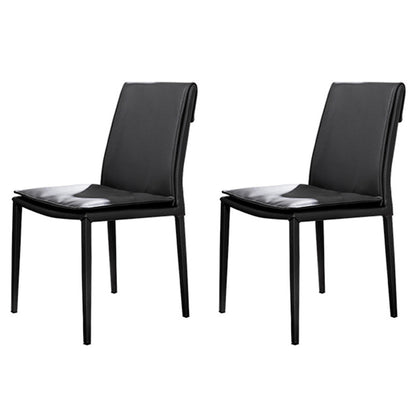 Modern Indoor-Outdoor Dining Room Chairs Leather Dining Armless Chairs (Set of 2) Black Clearhalo ' kitchen&dining_furn' 'Dining Chairs' 'Dining Tables & Seating' 'dining_chair' 'furn' 'furn_dining_chair' 'Furniture' 'furniture_dining_chair' 'Kitchen & Dining Furniture' 'kitchen' 4099731