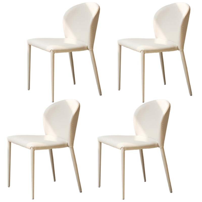 Saddle Leather Designer Style Side Chair Matte Finish Wingback Dining Chair (Set of 4) Off-White Clearhalo ' kitchen&dining_furn' 'Dining Chairs' 'Dining Tables & Seating' 'dining_chair' 'furn' 'furn_dining_chair' 'Furniture' 'furniture_dining_chair' 'Kitchen & Dining Furniture' 'kitchen' 4099764