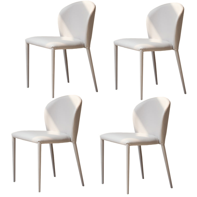 Saddle Leather Designer Style Side Chair Matte Finish Wingback Dining Chair (Set of 4) Light Gray Clearhalo ' kitchen&dining_furn' 'Dining Chairs' 'Dining Tables & Seating' 'dining_chair' 'furn' 'furn_dining_chair' 'Furniture' 'furniture_dining_chair' 'Kitchen & Dining Furniture' 'kitchen' 4099767