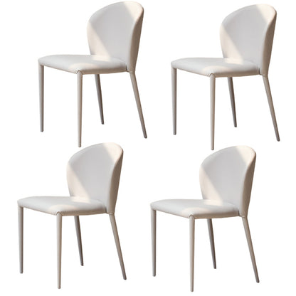 Saddle Leather Designer Style Side Chair Matte Finish Wingback Dining Chair (Set of 4) Light Gray Clearhalo ' kitchen&dining_furn' 'Dining Chairs' 'Dining Tables & Seating' 'dining_chair' 'furn' 'furn_dining_chair' 'Furniture' 'furniture_dining_chair' 'Kitchen & Dining Furniture' 'kitchen' 4099767