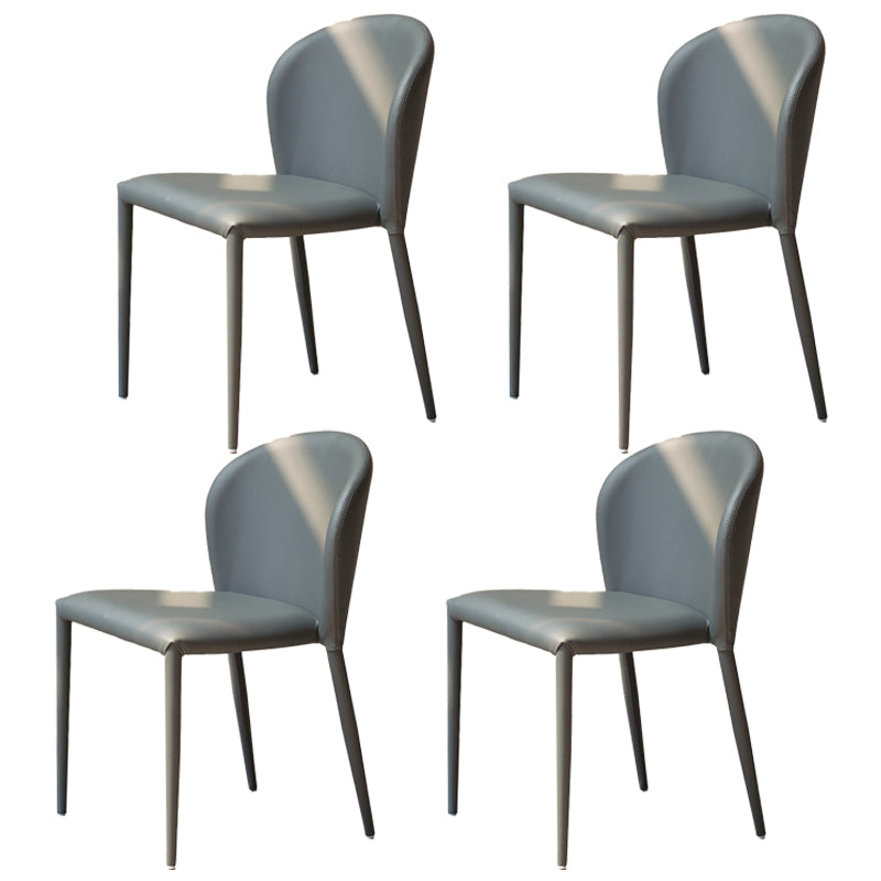Saddle Leather Designer Style Side Chair Matte Finish Wingback Dining Chair (Set of 4) Silver Gray Clearhalo ' kitchen&dining_furn' 'Dining Chairs' 'Dining Tables & Seating' 'dining_chair' 'furn' 'furn_dining_chair' 'Furniture' 'furniture_dining_chair' 'Kitchen & Dining Furniture' 'kitchen' 4099769