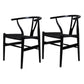 Traditional Style Ash Wood Chair Fork Bone Back Side Dining Room Chair Black 2 Piece Set Clearhalo ' kitchen&dining_furn' 'Dining Chairs' 'Dining Tables & Seating' 'dining_chair' 'furn' 'furn_dining_chair' 'Furniture' 'furniture_dining_chair' 'Kitchen & Dining Furniture' 'kitchen' 4100613
