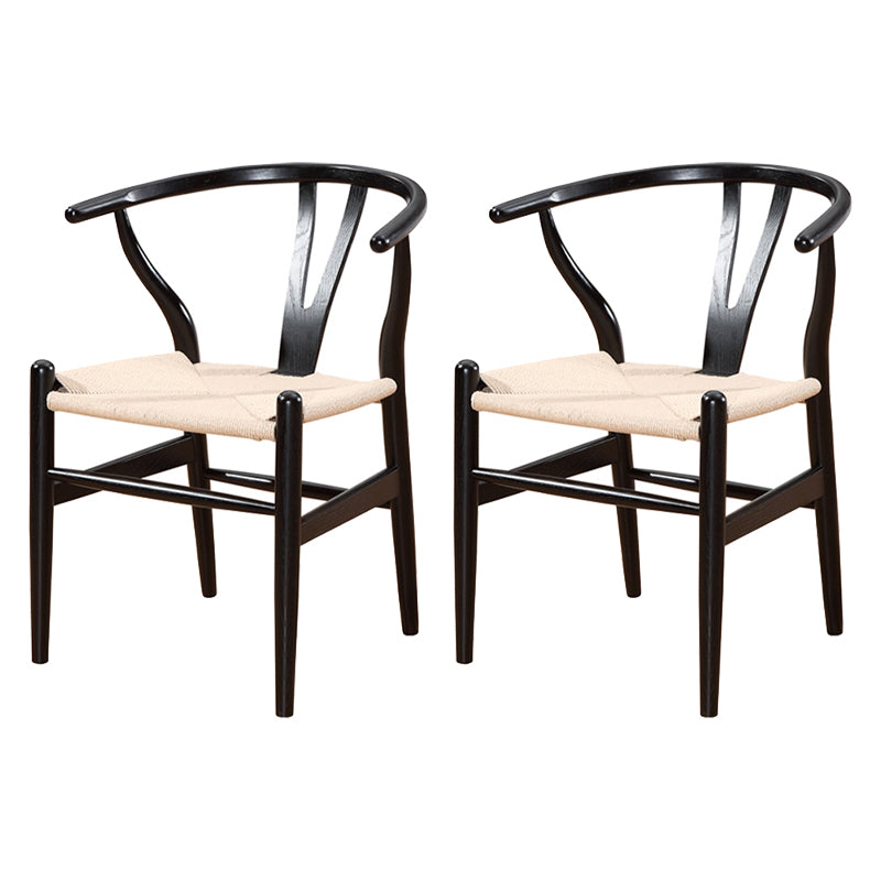 Traditional Style Ash Wood Chair Fork Bone Back Side Dining Room Chair Black White 2 Piece Set Clearhalo ' kitchen&dining_furn' 'Dining Chairs' 'Dining Tables & Seating' 'dining_chair' 'furn' 'furn_dining_chair' 'Furniture' 'furniture_dining_chair' 'Kitchen & Dining Furniture' 'kitchen' 4100625