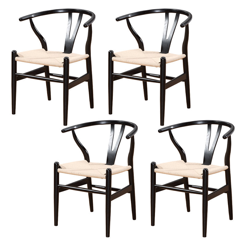 Traditional Style Ash Wood Chair Fork Bone Back Side Dining Room Chair Black White 4 Piece Set Clearhalo ' kitchen&dining_furn' 'Dining Chairs' 'Dining Tables & Seating' 'dining_chair' 'furn' 'furn_dining_chair' 'Furniture' 'furniture_dining_chair' 'Kitchen & Dining Furniture' 'kitchen' 4100627