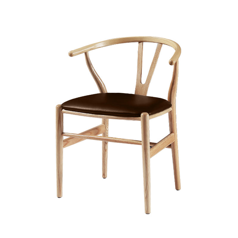 Traditional Style Ash Wood Chair Fork Bone Back Side Dining Room Chair White-Brown 1 Piece Clearhalo ' kitchen&dining_furn' 'Dining Chairs' 'Dining Tables & Seating' 'dining_chair' 'furn' 'furn_dining_chair' 'Furniture' 'furniture_dining_chair' 'Kitchen & Dining Furniture' 'kitchen' 4100635