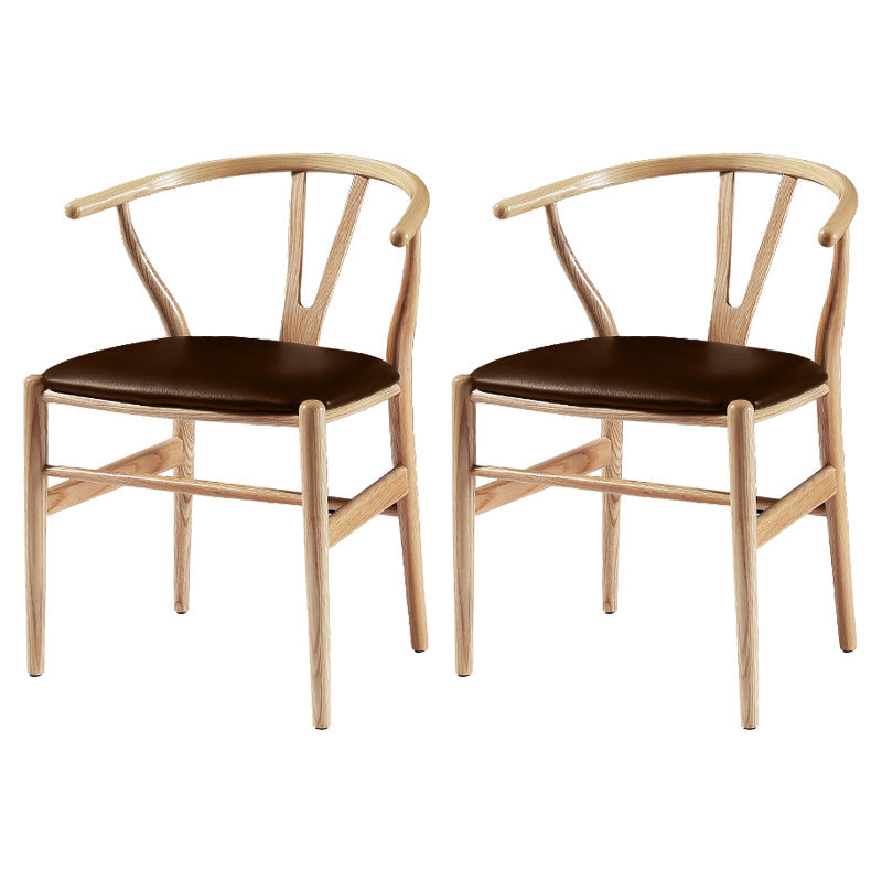 Traditional Style Ash Wood Chair Fork Bone Back Side Dining Room Chair White-Brown 2 Piece Set Clearhalo ' kitchen&dining_furn' 'Dining Chairs' 'Dining Tables & Seating' 'dining_chair' 'furn' 'furn_dining_chair' 'Furniture' 'furniture_dining_chair' 'Kitchen & Dining Furniture' 'kitchen' 4100636