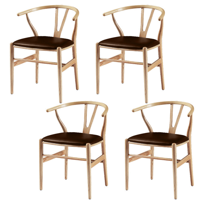 Traditional Style Ash Wood Chair Fork Bone Back Side Dining Room Chair White-Brown 4 Piece Set Clearhalo ' kitchen&dining_furn' 'Dining Chairs' 'Dining Tables & Seating' 'dining_chair' 'furn' 'furn_dining_chair' 'Furniture' 'furniture_dining_chair' 'Kitchen & Dining Furniture' 'kitchen' 4100637