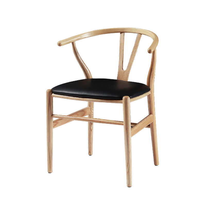 Traditional Style Ash Wood Chair Fork Bone Back Side Dining Room Chair Natural Wood Black 1 Piece Clearhalo ' kitchen&dining_furn' 'Dining Chairs' 'Dining Tables & Seating' 'dining_chair' 'furn' 'furn_dining_chair' 'Furniture' 'furniture_dining_chair' 'Kitchen & Dining Furniture' 'kitchen' 4100641