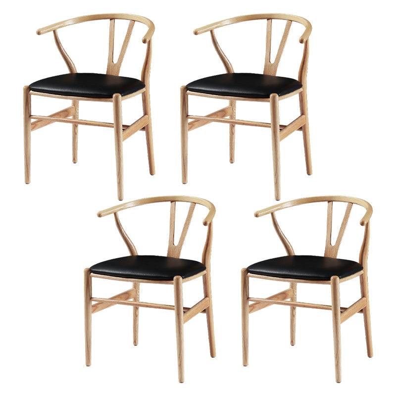 Traditional Style Ash Wood Chair Fork Bone Back Side Dining Room Chair Natural Wood Black 4 Piece Set Clearhalo ' kitchen&dining_furn' 'Dining Chairs' 'Dining Tables & Seating' 'dining_chair' 'furn' 'furn_dining_chair' 'Furniture' 'furniture_dining_chair' 'Kitchen & Dining Furniture' 'kitchen' 4100643