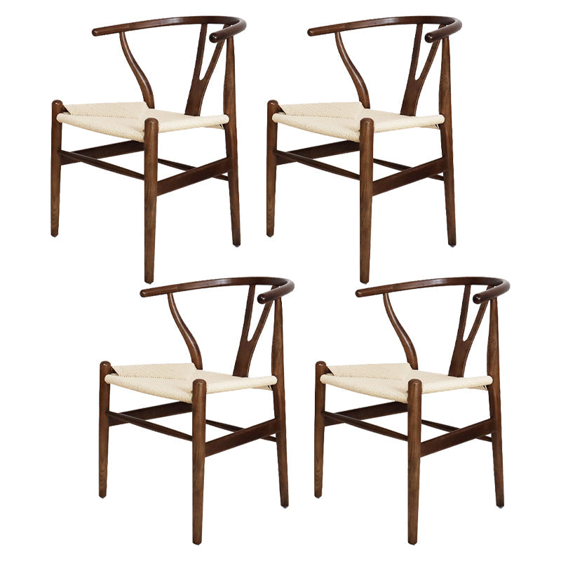 Traditional Style Ash Wood Chair Fork Bone Back Side Dining Room Chair Walnut White 4 Piece Set Clearhalo ' kitchen&dining_furn' 'Dining Chairs' 'Dining Tables & Seating' 'dining_chair' 'furn' 'furn_dining_chair' 'Furniture' 'furniture_dining_chair' 'Kitchen & Dining Furniture' 'kitchen' 4100652