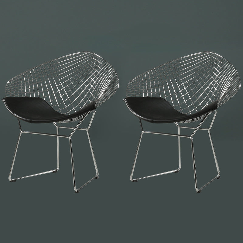 Scandinavian Dining Side Chairs PU Leather Cross Back Dining Chairs for Home Silver Black 2 Piece Set Clearhalo ' kitchen&dining_furn' 'Dining Chairs' 'Dining Tables & Seating' 'dining_chair' 'furn' 'furn_dining_chair' 'Furniture' 'furniture_dining_chair' 'Kitchen & Dining Furniture' 'kitchen' 4100663