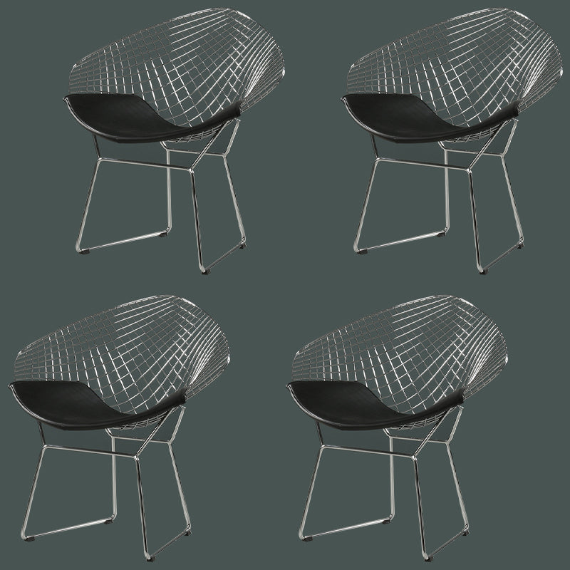 Scandinavian Dining Side Chairs PU Leather Cross Back Dining Chairs for Home Silver Black 4 Piece Set Clearhalo ' kitchen&dining_furn' 'Dining Chairs' 'Dining Tables & Seating' 'dining_chair' 'furn' 'furn_dining_chair' 'Furniture' 'furniture_dining_chair' 'Kitchen & Dining Furniture' 'kitchen' 4100664