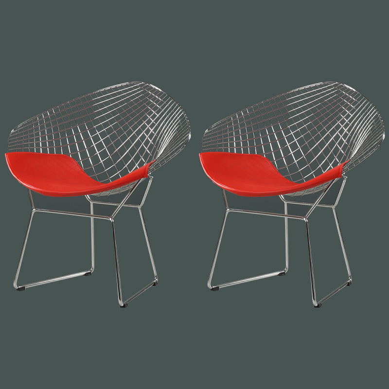 Scandinavian Dining Side Chairs PU Leather Cross Back Dining Chairs for Home Silver Red 2 Piece Set Clearhalo ' kitchen&dining_furn' 'Dining Chairs' 'Dining Tables & Seating' 'dining_chair' 'furn' 'furn_dining_chair' 'Furniture' 'furniture_dining_chair' 'Kitchen & Dining Furniture' 'kitchen' 4100674