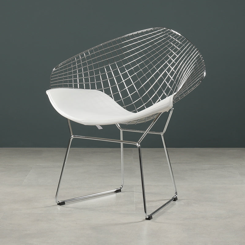 Scandinavian Dining Side Chairs PU Leather Cross Back Dining Chairs for Home Silver White 1 Piece Clearhalo ' kitchen&dining_furn' 'Dining Chairs' 'Dining Tables & Seating' 'dining_chair' 'furn' 'furn_dining_chair' 'Furniture' 'furniture_dining_chair' 'Kitchen & Dining Furniture' 'kitchen' 4100682