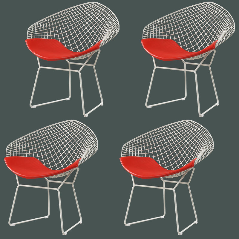 Scandinavian Dining Side Chairs PU Leather Cross Back Dining Chairs for Home White Red 4 Piece Set Clearhalo ' kitchen&dining_furn' 'Dining Chairs' 'Dining Tables & Seating' 'dining_chair' 'furn' 'furn_dining_chair' 'Furniture' 'furniture_dining_chair' 'Kitchen & Dining Furniture' 'kitchen' 4100690